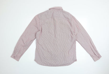 New Look Men's Red Striped Cotton Long Sleeve Button-Up Shirt M