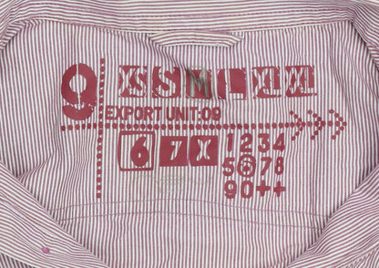 New Look Men's Red Striped Cotton Long Sleeve Button-Up Shirt M