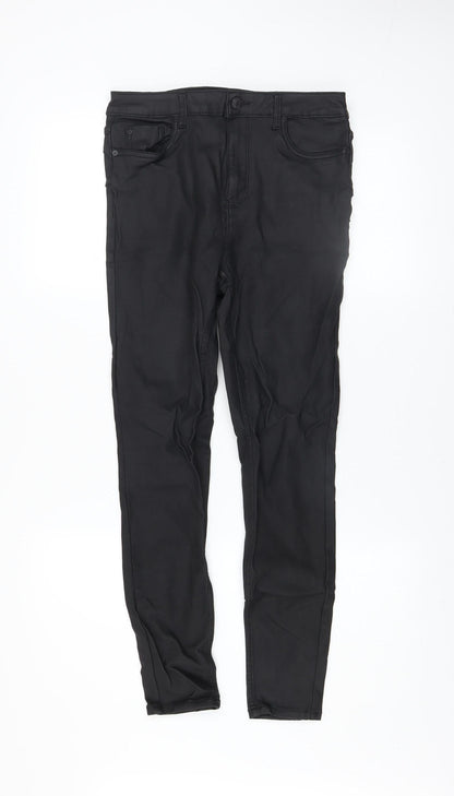 Womens UK Size 12 New Look Slim Fit Casual Workwear Black Trousers