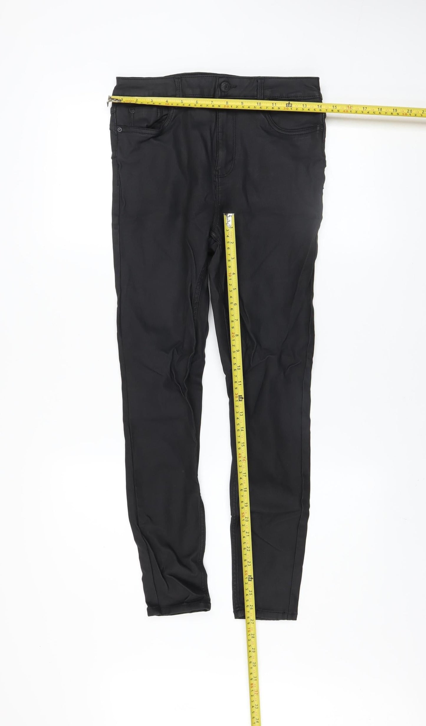 Womens UK Size 12 New Look Slim Fit Casual Workwear Black Trousers