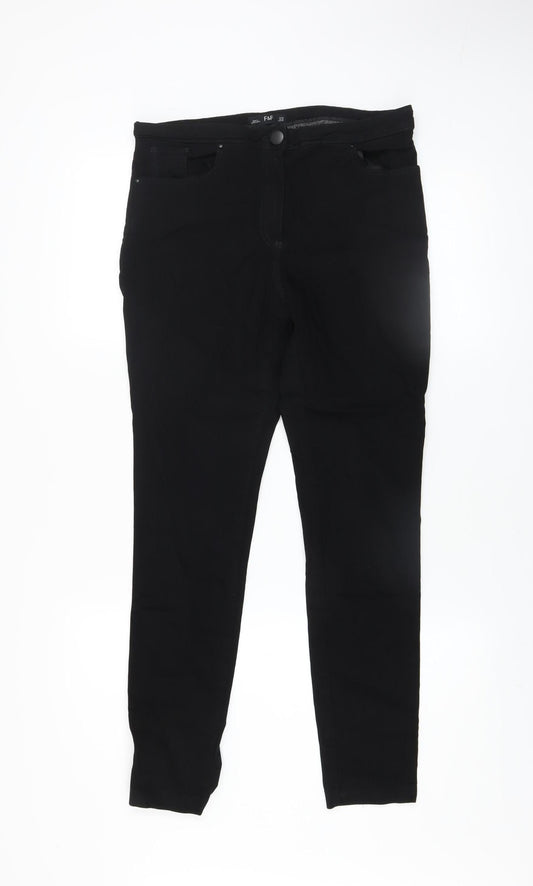 Womens UK Size 12 F&F Slim Fit Skinny Black Jeans