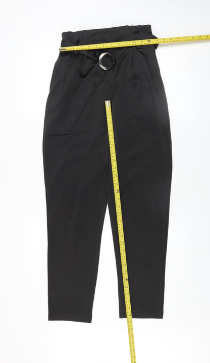 Womens UK Size 8 QED London Regular Fit Paperbag Black Trousers