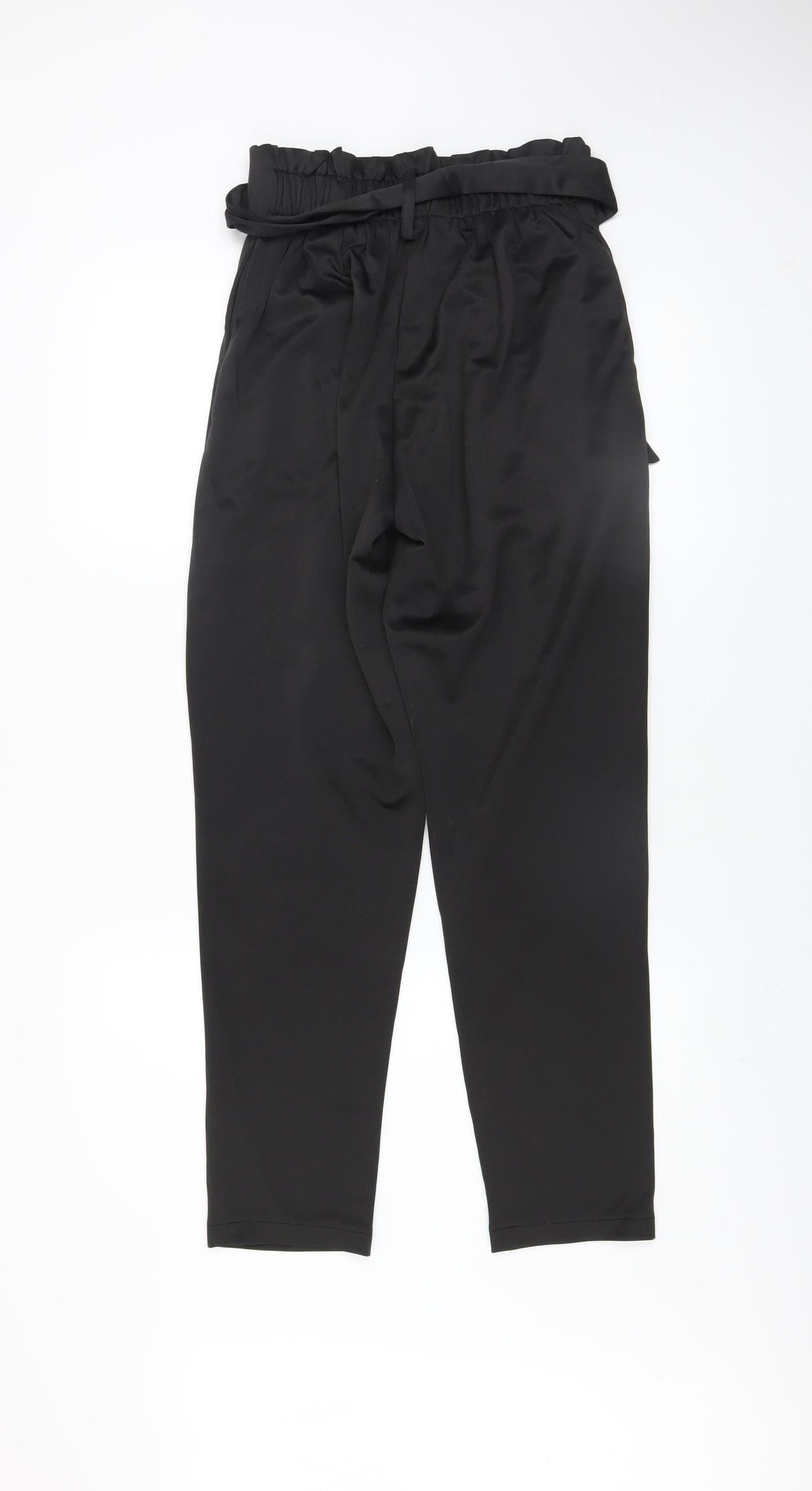 Womens UK Size 8 QED London Regular Fit Paperbag Black Trousers