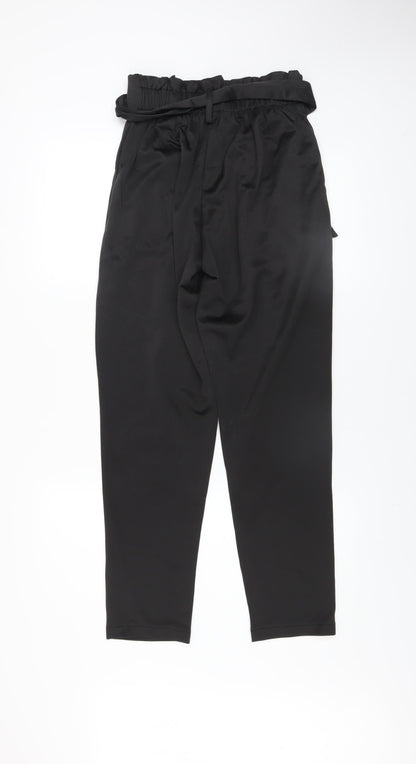 Womens UK Size 8 QED London Regular Fit Paperbag Black Trousers