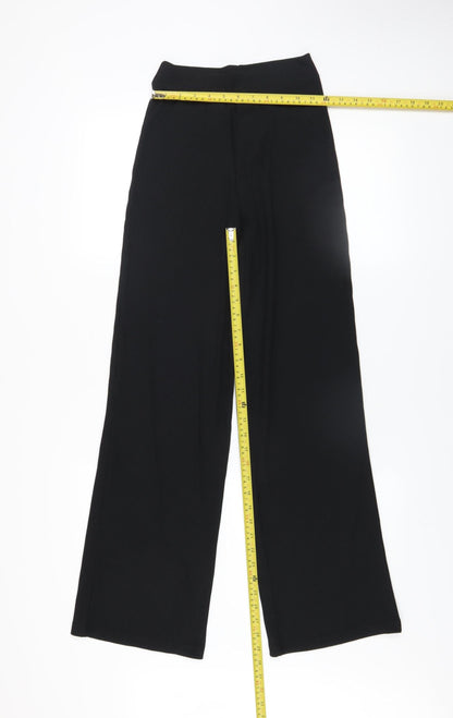 F&F Women Black Ribbed Wide-Leg Trousers XS