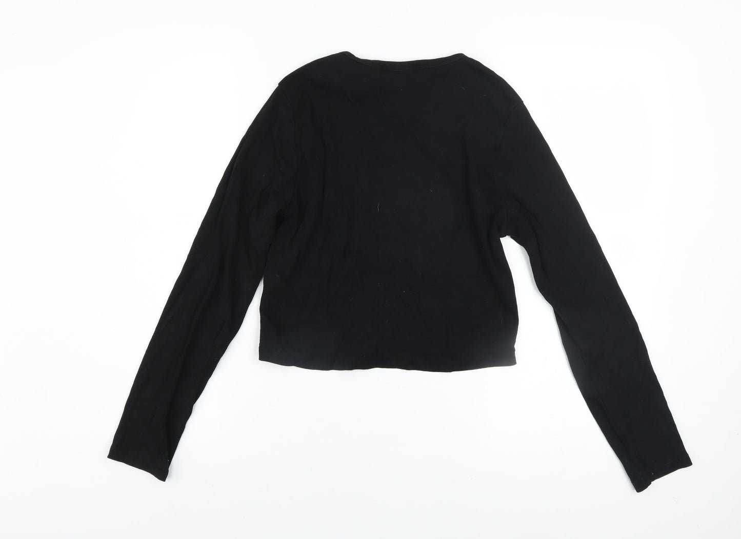 Womens UK Size L Primark Black Cropped T-Shirt