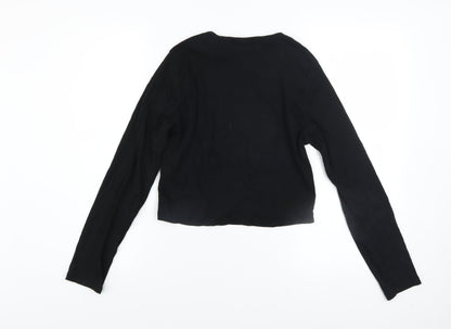 Womens UK Size L Primark Black Cropped T-Shirt