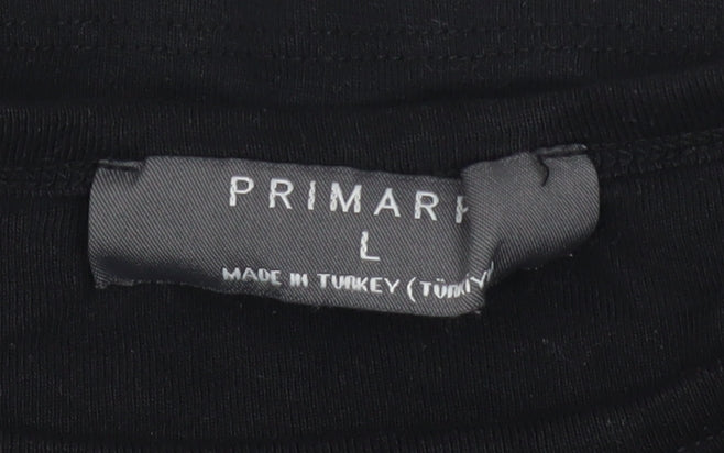 Womens UK Size L Primark Black Cropped T-Shirt