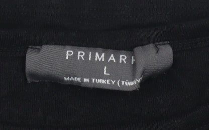 Womens UK Size L Primark Black Cropped T-Shirt