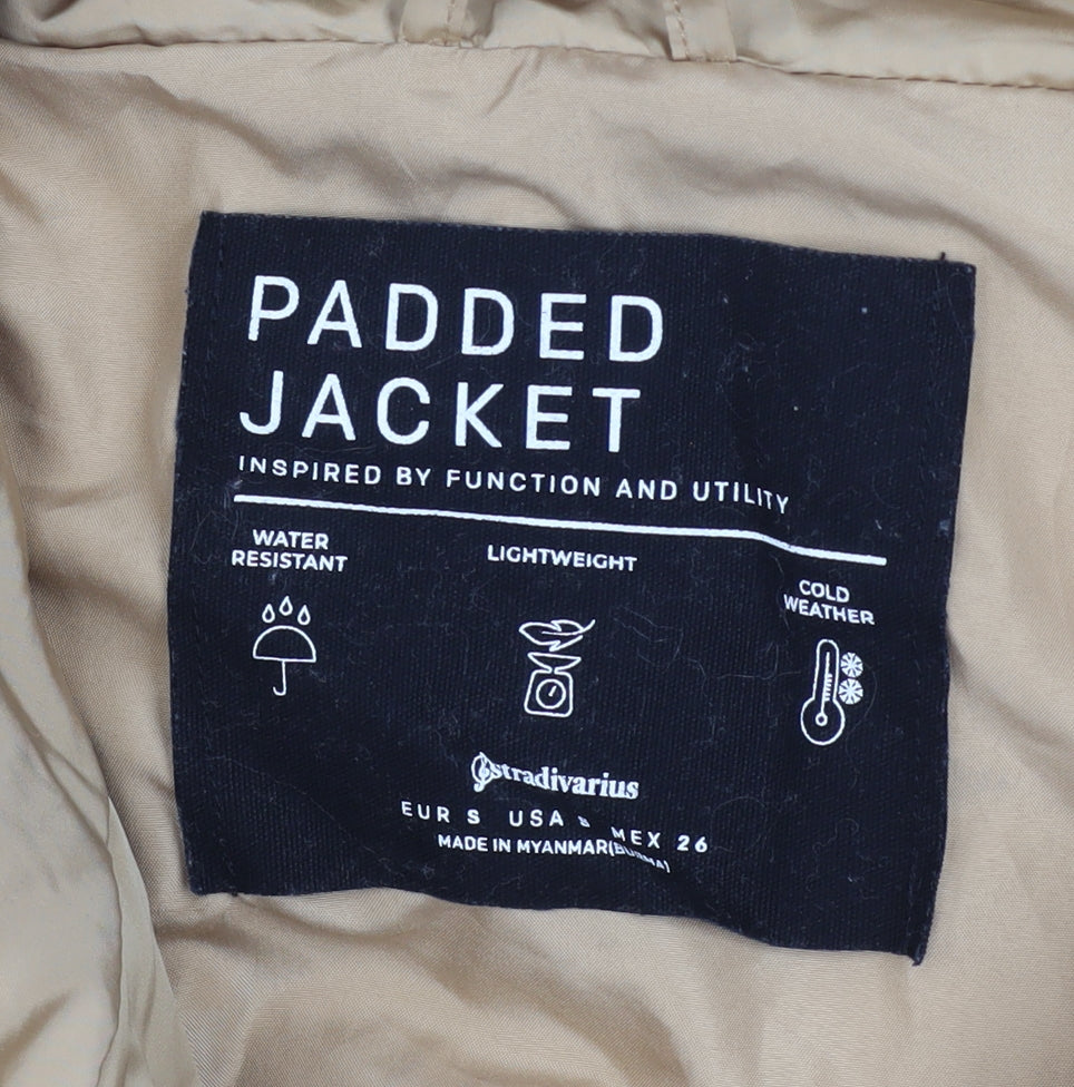 Womens UK Size S Stradivarius Beige Puffer Jacket