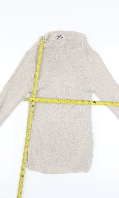 Zara Women Beige High Neck Knit Jumper Size 8