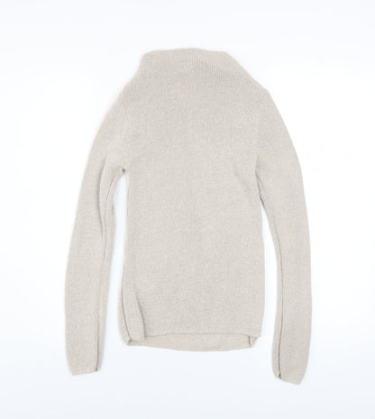 Zara Women Beige High Neck Knit Jumper Size 8