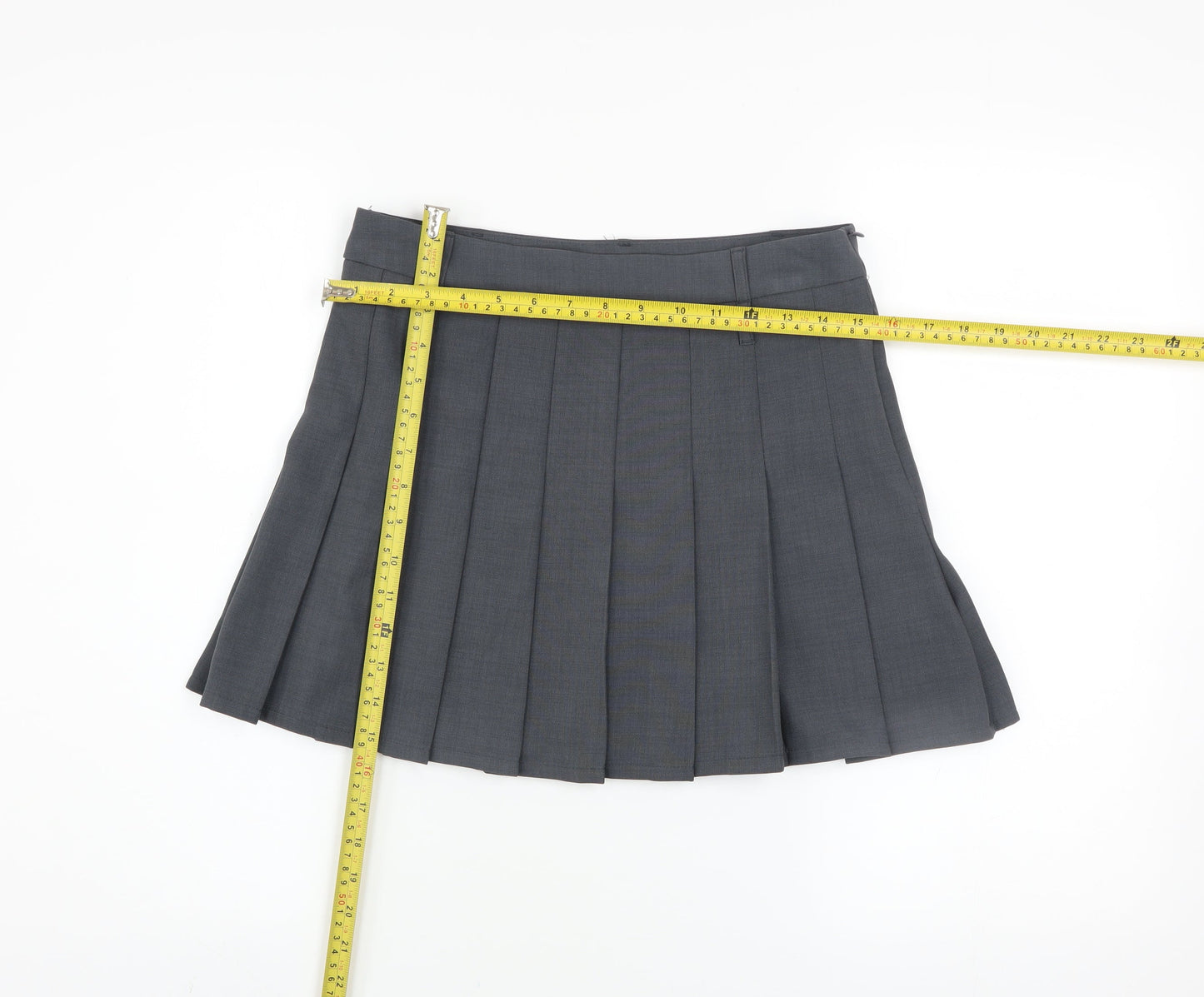 Primark Women Grey Pleated Short Skirt Size 8 Polyester Blend