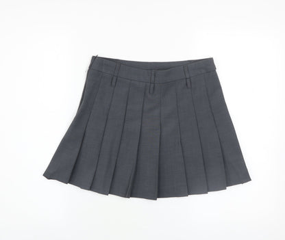 Primark Women Grey Pleated Short Skirt Size 8 Polyester Blend