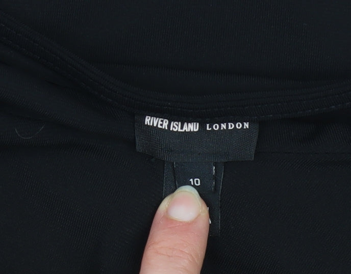 Womens UK Size 10 River Island Black Basic Blouse