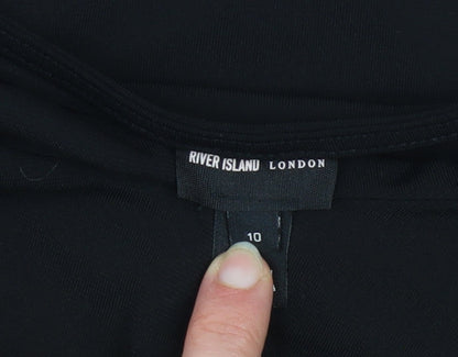 Womens UK Size 10 River Island Black Basic Blouse