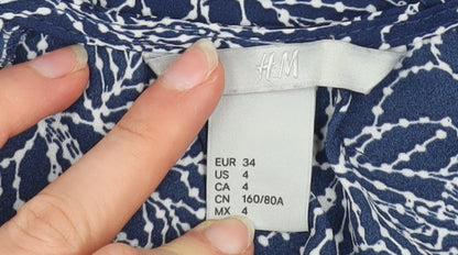 Womens UK Size 6 H&M Blue Basic Blouse