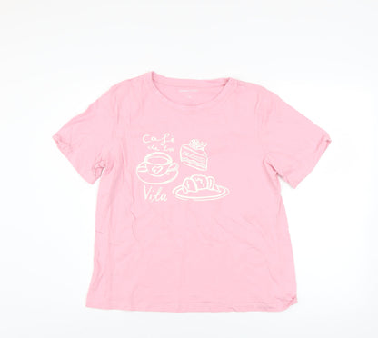 Womens UK Size 12 Dunnes Stores Pink Basic T-Shirt