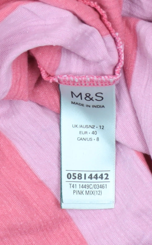 Womens UK Size 12 Marks and Spencer Pink Basic T-Shirt