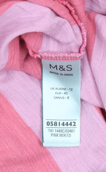 Womens UK Size 12 Marks and Spencer Pink Basic T-Shirt
