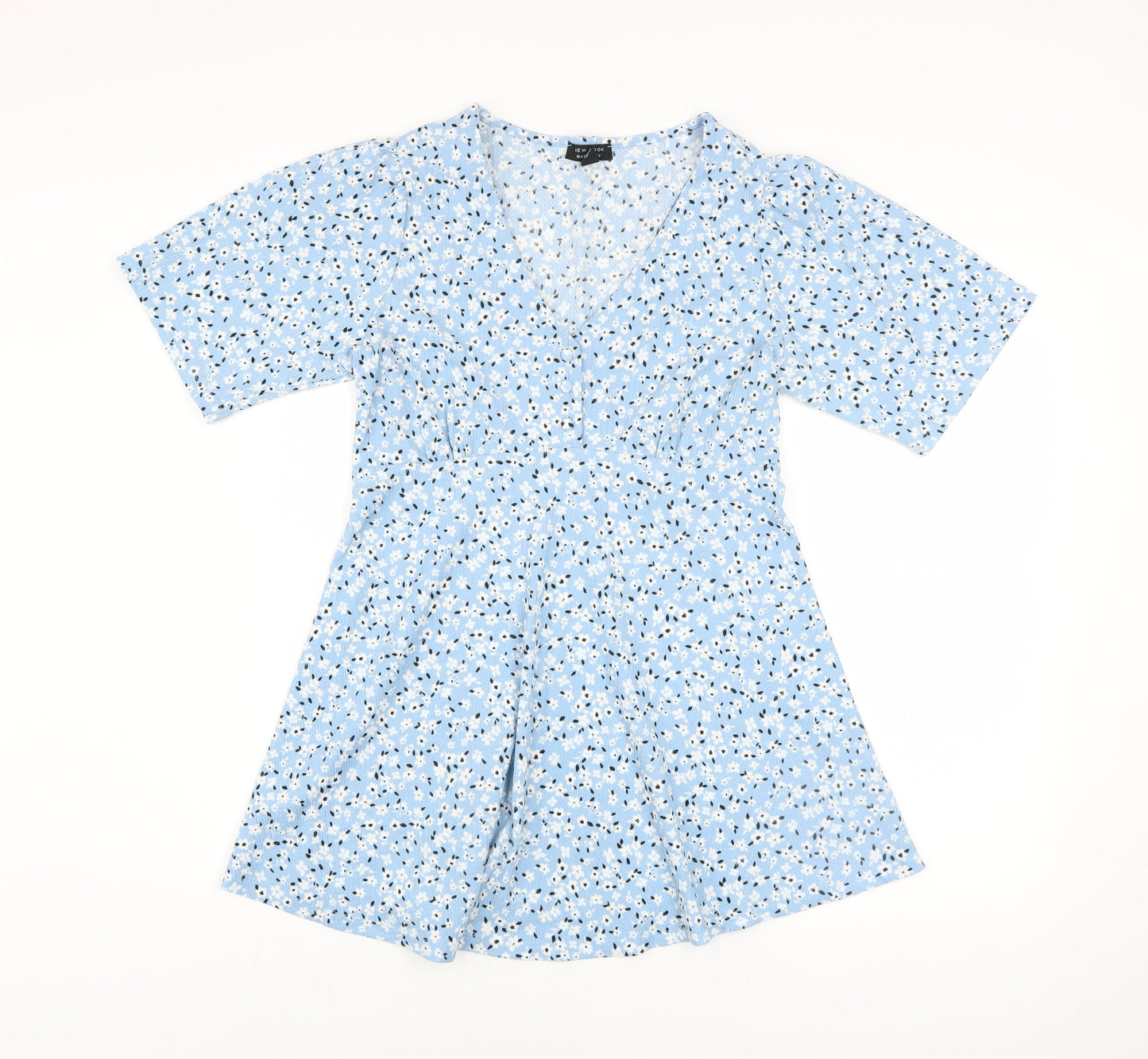 Womens UK Size 10 New Look Blue Tunic Blouse