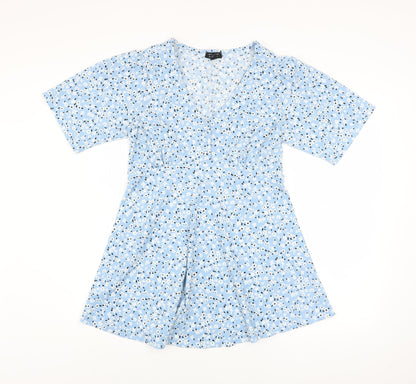 Womens UK Size 10 New Look Blue Tunic Blouse