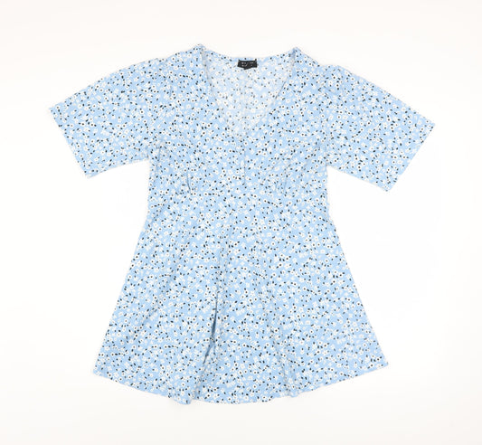Womens UK Size 10 New Look Blue Tunic Blouse