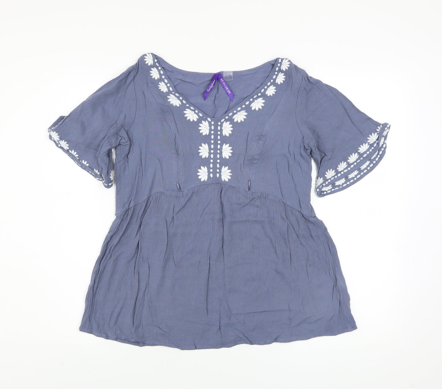 Womens UK Size 10 Seraphine Blue Bohemian Blouse