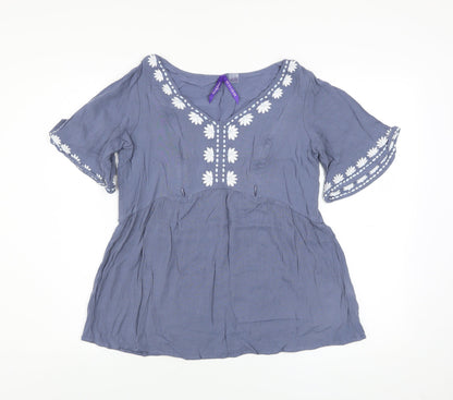 Womens UK Size 10 Seraphine Blue Bohemian Blouse