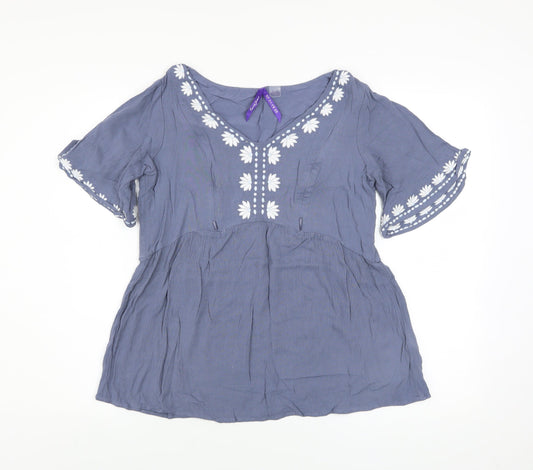 Womens UK Size 10 Seraphine Blue Bohemian Blouse