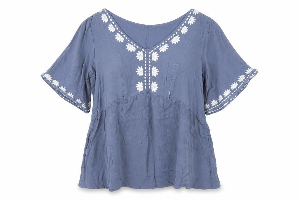 Womens UK Size 10 Seraphine Blue Bohemian Blouse