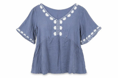 Womens UK Size 10 Seraphine Blue Bohemian Blouse