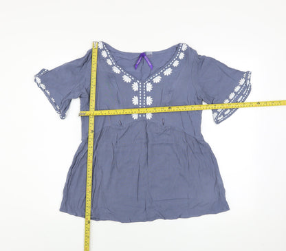 Womens UK Size 10 Seraphine Blue Bohemian Blouse