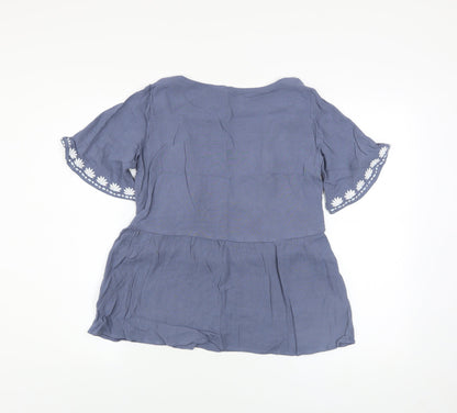 Womens UK Size 10 Seraphine Blue Bohemian Blouse