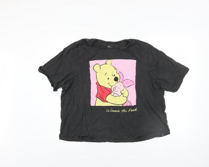 Womens UK Size XL Disney Black Basic T-Shirt