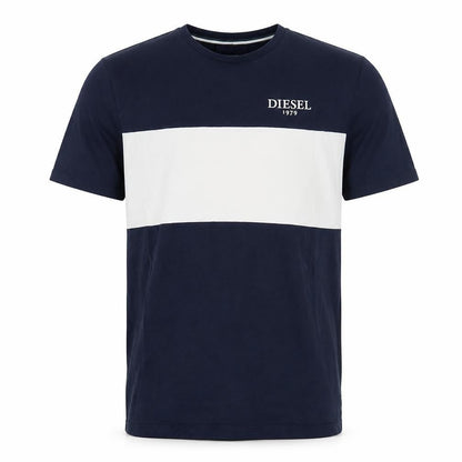 Diesel Men’s Blue White Colourblock Cotton T-Shirt Size S