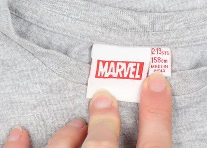 Boys UK Size 12-13 Years Marvel Grey Basic T-Shirt