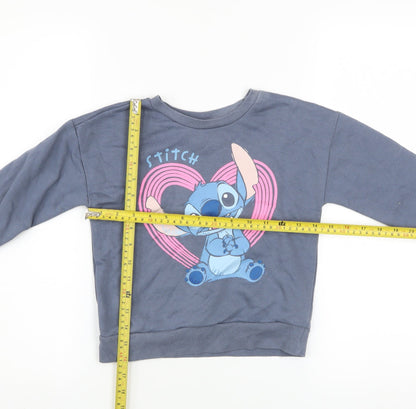 Disney at Primark Girls Blue Stitch Sweatshirt 5-6 Years Pullover