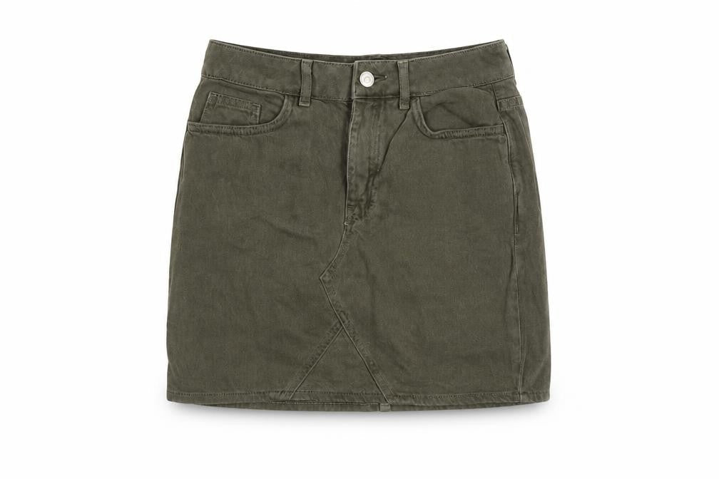 Front view of New Look Teens Green Denim Short Skirt Age 11 Cotton Casual