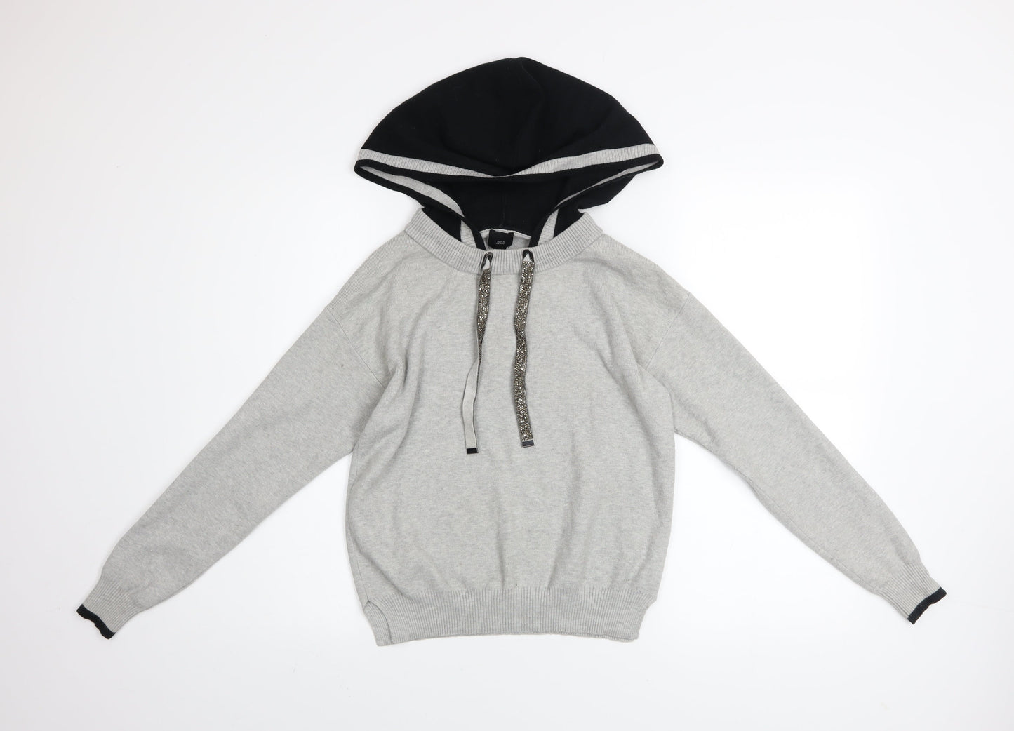Womens UK Size 6 River Island Grey Pullover Hoodie
