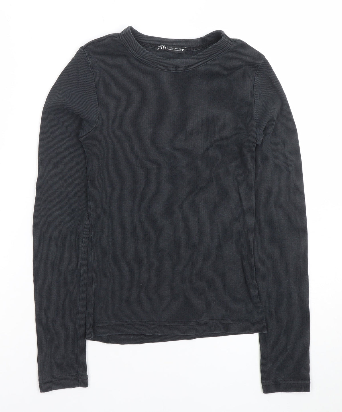 Womens UK Size S Zara Black Basic T-Shirt