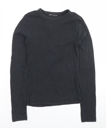 Womens UK Size S Zara Black Basic T-Shirt