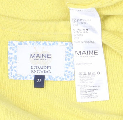 Womens UK Size 22 Maine New England Yellow Pullover Jumper