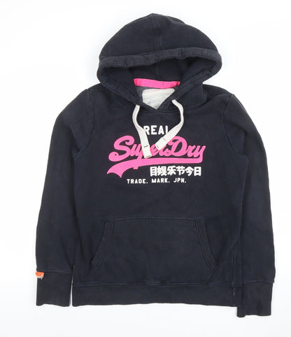 Womens UK Size L Superdry Black Pullover Hoodie