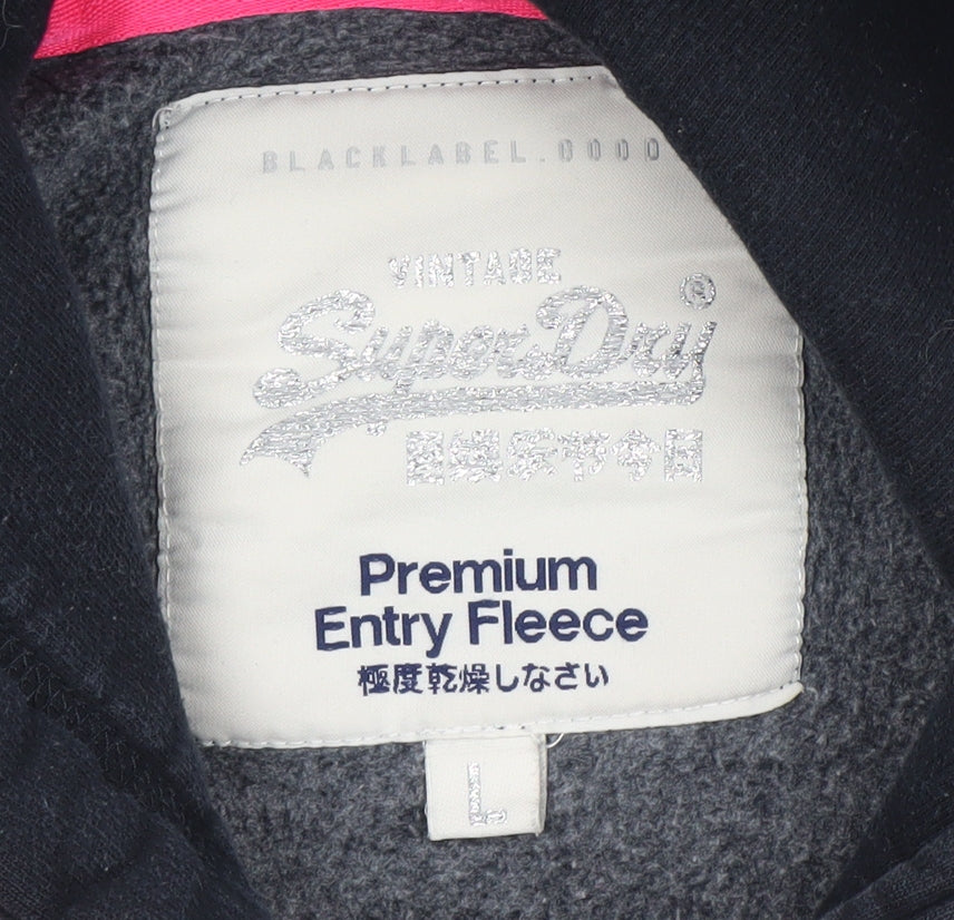 Womens UK Size L Superdry Black Pullover Hoodie