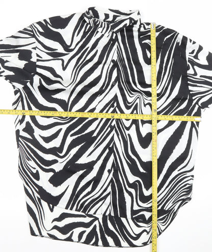 Womens UK Size 14 New Look Black Basic Button-Up