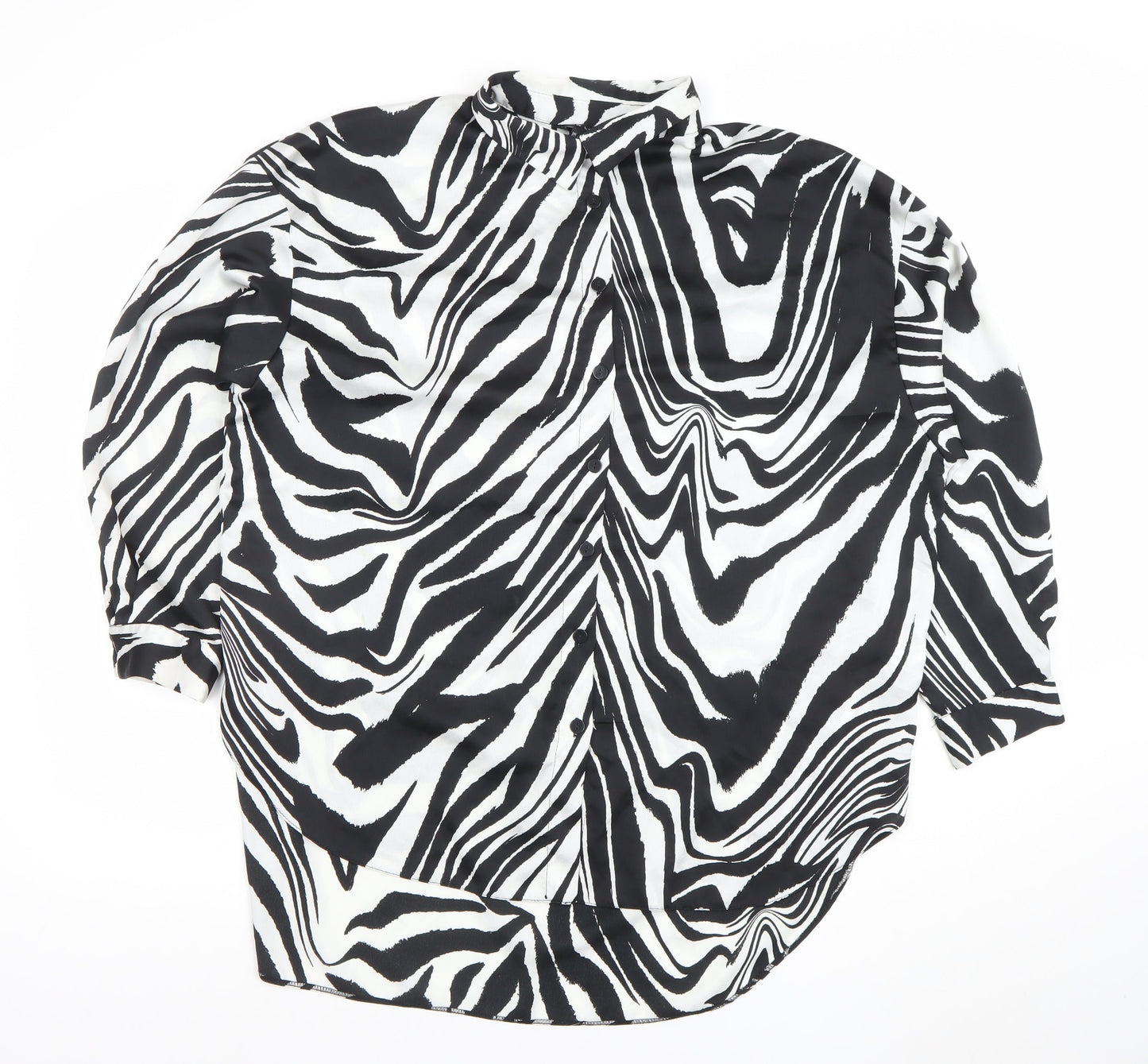 Womens UK Size 14 New Look Black Basic Button-Up