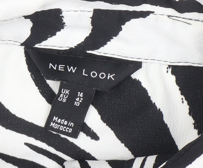Womens UK Size 14 New Look Black Basic Button-Up
