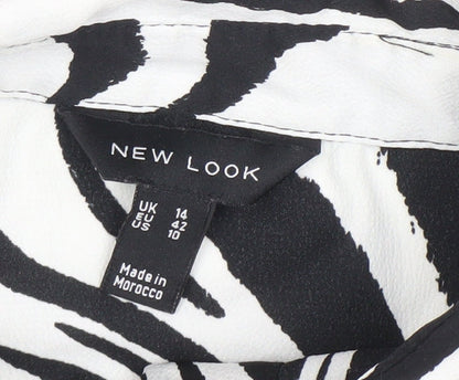 Womens UK Size 14 New Look Black Basic Button-Up
