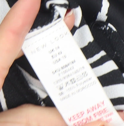 Womens UK Size 14 New Look Black Basic Button-Up